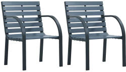 vidaXL 2 db Szürke Tömör Fenyőfa És Porszórt Acél Kerti Szék