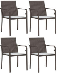 vidaXL 4 db Barna Polyrattan Kerti Szék Párnával 56X59X84 cm