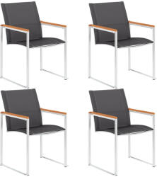 vidaXL 4 db Szürke Textilén És Rozsdamentes Acél Kerti Szék