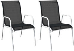 vidaXL 2 db Fekete Rakásolható Acél És Textilén Kerti Szék