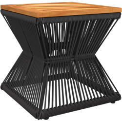 vidaXL Fekete Tömör Akácfa Dohányzóasztal Drót Aljjal 38 x 38 x 38 cm