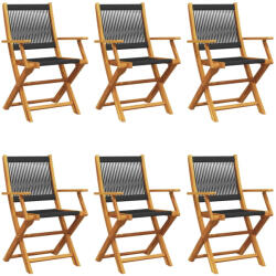 vidaXL 6 db Fekete Tömör Akácfa Összecsukható Kerti Szék
