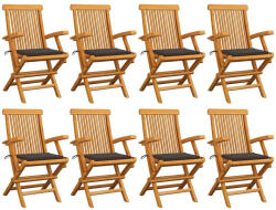 vidaXL 8 db Tömör Tíkfa Kerti Szék Tópszínű Párnával VD3072897