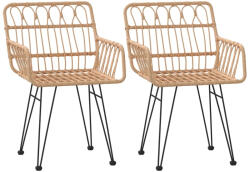 vidaXL 2 db Fekete Pe Rattan Karfás Kerti Szék 56x64x80 cm