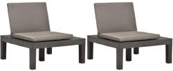 vidaXL 2 db Antracitszürke Műanyag Kerti Pihenőszék Párnákkal