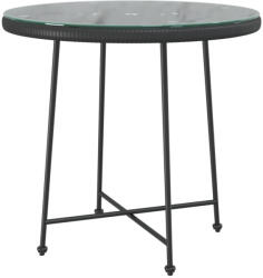 vidaXL Fekete Edzett Üveg És Acél Étkezőasztal 80 cm