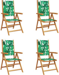 vidaXL 4 db Zöld Szövet És Tömör Fa Dönthető Kerti Szék
