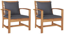 vidaXL Szék 2 db Barna És Sötétszürke 65x60x76, 5 cm Tömör Teakfa