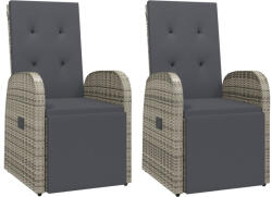 vidaXL 2 db Szürke Polyrattan Dönthető Kerti Szék Párnákkal