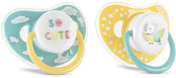 Baby Care Силиконови залъгалки Baby Care - Yellow & Blue, с капаче, 2 броя, 6 m+ (10220760001)