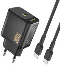 Dudao A27PCEU PD 30W GaN USB-C Wall Charger with USB-C Cable - Black (A27PCEU black) - pcone