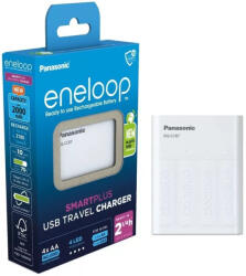 eneloop Panasonic eneloop SMARTPLUS USB Travel BQ-CC87 +4db 2000mAh AA ceruza AAA mikro elem töltő (Panasonic-eneloop-BQCC87)