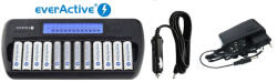 everActive NC1200 12 AA ceruza akku AAA mikro akku USB elemtöltő (everActive-NC1200)