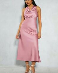 Oasis Rózsaszín Klasszikus Szatén MIDI Fodros Ruha Petite Oasis 36