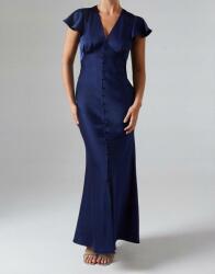 Oasis Sötétkék Ruha Maxi Dekoratív Gombok V-nyakkivágás Sima Oasis 38