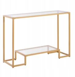 SucceBuy Előszoba asztal 107x35, 4x75, 5CM 2 szintes üveg előszoba asztal (JSXGZ42YCBL)