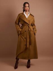 Shein Barna Maxi Kabát Klasszikus Kétsoros Zsebek Sima Shein M