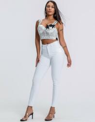 Shein Fehér Cső Farmernadrág Közepes Derékmagasság Illeszkedő Egyenes Zsebek Shein 40/42