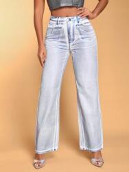 Shein Kék Egyenes Szárú Farmer Nadrág Magas Derekú Fényes Shein 26