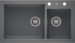 AXIS KITCHEN A-POINT 140 kétmedencés gránit mosogató automata dugóemelő, szifonnal, szürke, beépíthető (AX-1903)