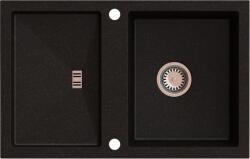AXIS KITCHEN SLIDE 40 gránit mosogató automata dugóemelő, szifonnal, fekete-szemcsés, beépíthető (AX-1002)