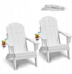 Vevor Kerti Napozóágy Fotel Adirondack Műanyag 2db Fehér Összecsukható Udvarra (SLADLDKYBSKZ)