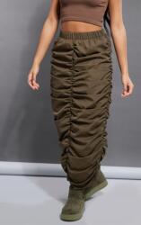 Prettylittlething Khaki Maxi Fodros Szoknya Magas Derékkal Prettylittlething 40