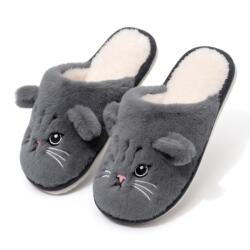  Bájos Cica Papucs Plüss Szürke Meleg 35-36-es méret (68b52a180764dc01c97e92fa)