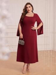 Shein Bordó Midaxi Koktél Ruha Hosszú Ujjú Shein Kivágásokkal 48