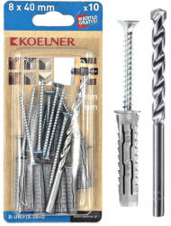  UNIFIX univerzális nylon dübel 8x40mm süllyesztett fejű csavarral 5x60mm fúrószárral
