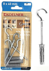 Koelner - Rawlplug UNIFIX univerzális nylon dübel 6x30mm kör kampóval 4, 5x50mm