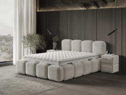 INFINIZA Luxury Ágykeret 180x200 cm Világos Barna Kárpittal - Luxury Ágyneműtartós Ágykeret