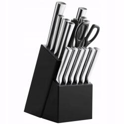 RETOO Konyhai Kés Szett Blokkban Teljes Acél Kenyértartó Állvány 16 Db-os (R-O821-1)