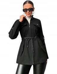  Fekete Kapucnis Kabát Húzózsinóros Derék Zsebek Loveprices XXL