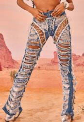 Prettylittlething Kék Farmer Nadrág Lyukacsos Harang Prettylittlething 34