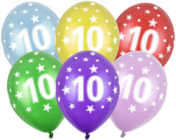  Lufi 30 cm 6 Darab/Csomag 10th Birthday Metál Vegyes Színek (SB14M0100006)