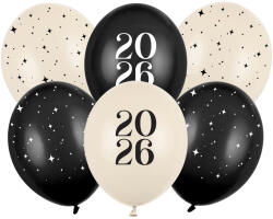  Lufi 30 cm 6 Darab/Csomag Happy New Year 2026 Pasztell Színek (AAE326)