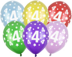  Lufi 30 cm 6 Darab/Csomag 4th Birthday Metál Vegyes Színek (SB14M0040006)