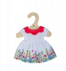 Bigjigs Toys Fehér virágos ruha piros gallérral 25 cm-es babához (BJD542)