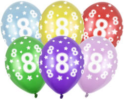  Lufi 30 cm 6 Darab/Csomag 8th Birthday Metál Vegyes Színek (SB14M0080006)