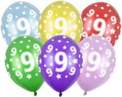  Lufi 30 cm 6 Darab/Csomag 9th Birthday Metál Vegyes Színek (SB14M0090006)