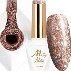 MOLLY Nails Hibrid lakk 8ml 33 Rose Gold Rózsaszín Arany Csillámos (Lakier hybrydowy do paznokci 8g)