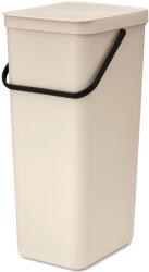 Brabantia Sort & Go konyhai szemetes felnyitható fedéllel, fogantyúval szelektív és komposzt gyűjtéséhez, 40L - L méret, világos bézs - 251788 (251788)