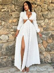 Shein Fehér Légáteresztő Maxi Ruha Szőrös Vágott Dekoratív Lánc Shein 38