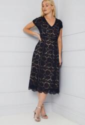 Wallis Sötétkék MIDI Klasszikus Ruha Koktél Rövid Ujjú Wallis 38