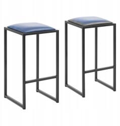 Royal Catering Loft fém bárszék fekete és kék kárpitozással 2 db (RCBS-MC2)