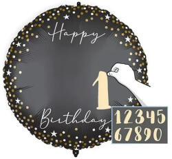Procos Happy Birthday Black Milestone fólia lufi 46 cm személyre szabható PNN96352 (PNN96352)