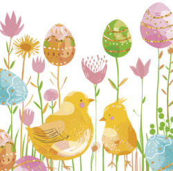 POL-MAK Húsvét Graphic Chickens szalvéta 20 db-os 33x33 cm PKK770998 (PKK770998)