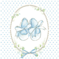 POL-MAK Babaváró Baby Slippers Blue szalvéta 20 db-os 33x33 cm PKK057432 (PKK057432)