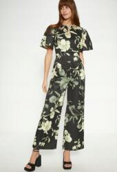 Oasis Fekete Virágos Hosszú Overál Rövid Ujjú Széles Szárú Oasis 40